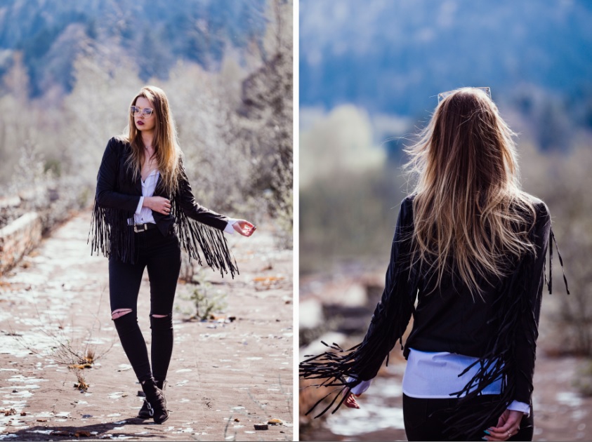 The world is my runway.: Jacket with fringed